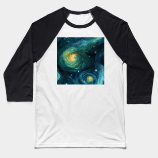 Van Gogh Starry Night Outer Space Pattern 19 Baseball T-Shirt